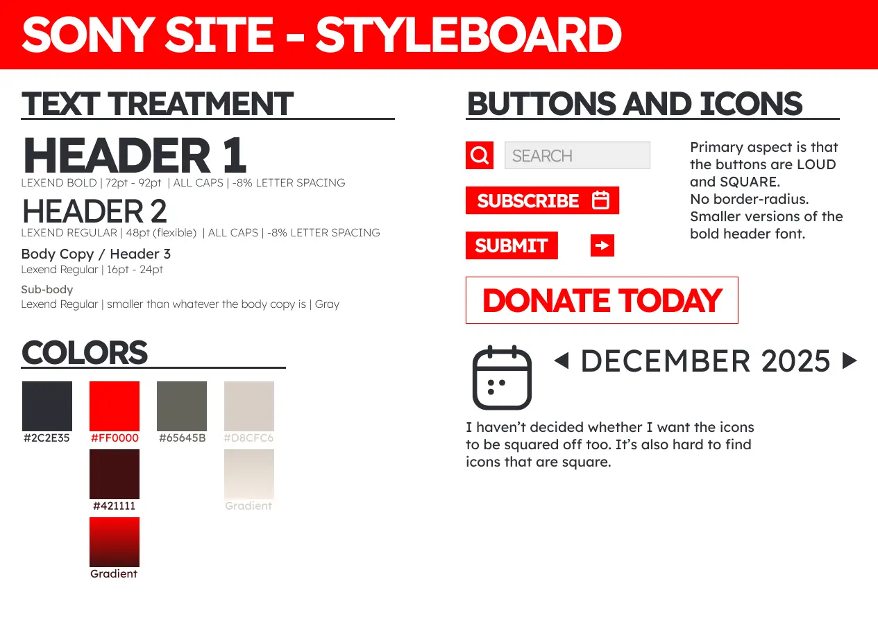 Styleboard for the site redesign